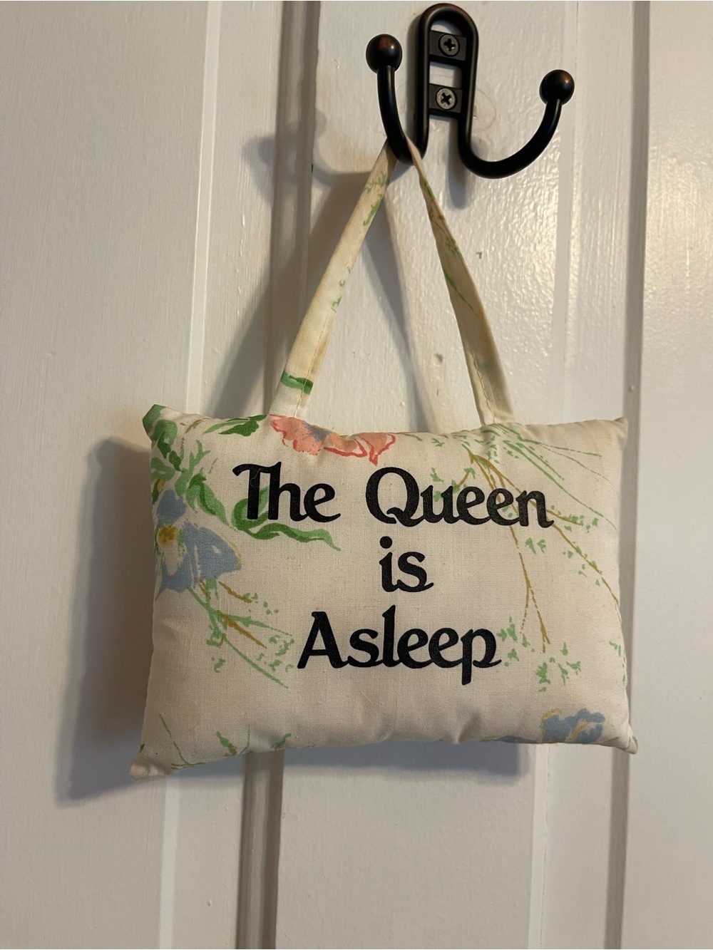The Queen Is Asleep Floral Hanging Pillow